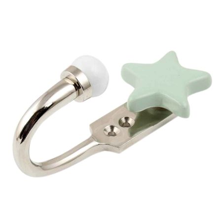 Solid Sage Green Star Ceramic Hook